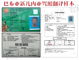 巴布亚新几内亚驾照翻译换国内驾照